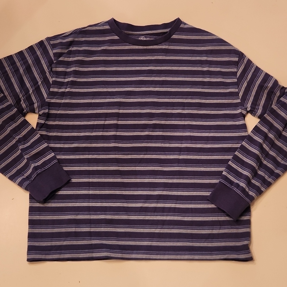 Treasure And Bond Blue Stripe Long Sleeve Tshirt Extra Large 14 16